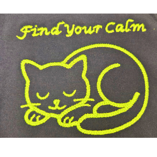 Find Your Calm Premium Performance Shorts with embroidered cat design