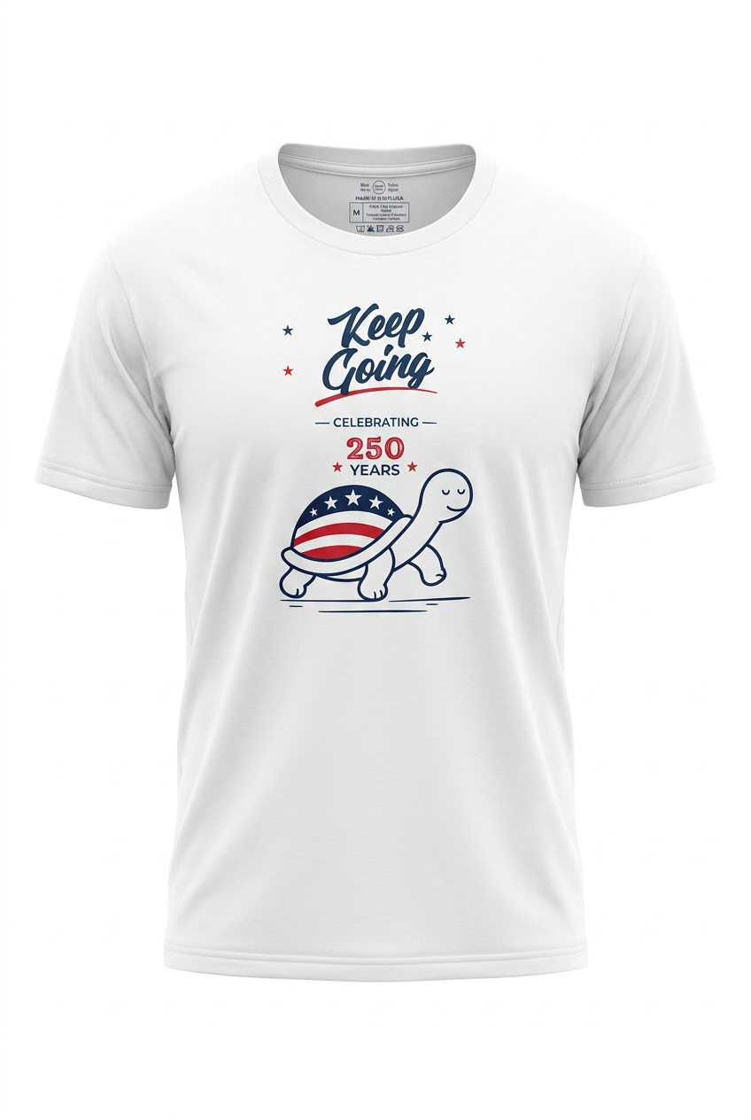 Celebrate 250 Everyday Tee with patriotic turtle design