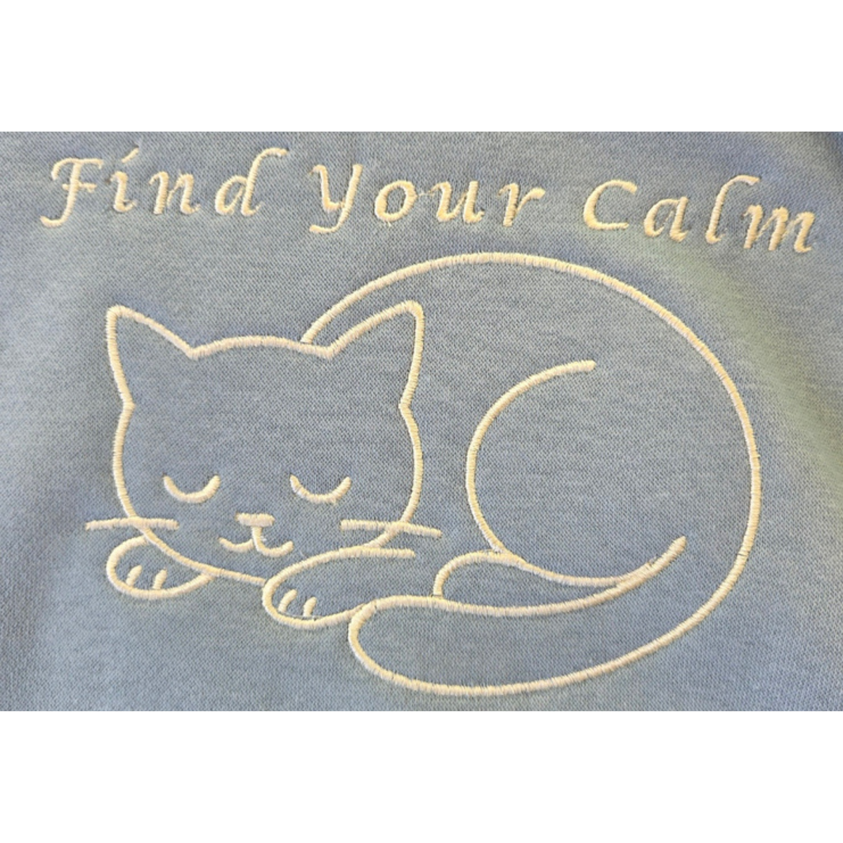 Find Your Calm Premium Lightweight Hoodie with embroidered sleeping cat