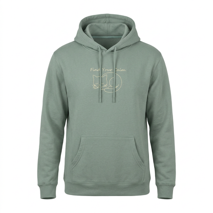 Find Your Calm Premium Lightweight Hoodie with embroidered sleeping cat