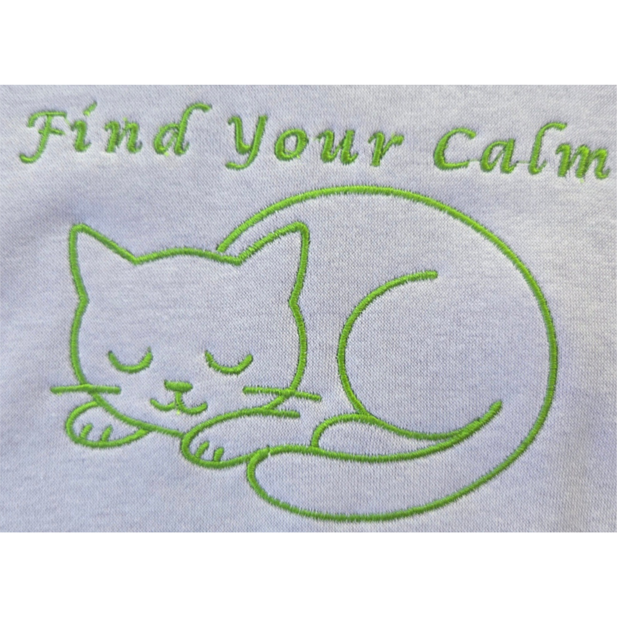 Find Your Calm Premium Lightweight Hoodie with embroidered sleeping cat