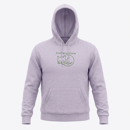Find Your Calm Premium Lightweight Hoodie with embroidered sleeping cat