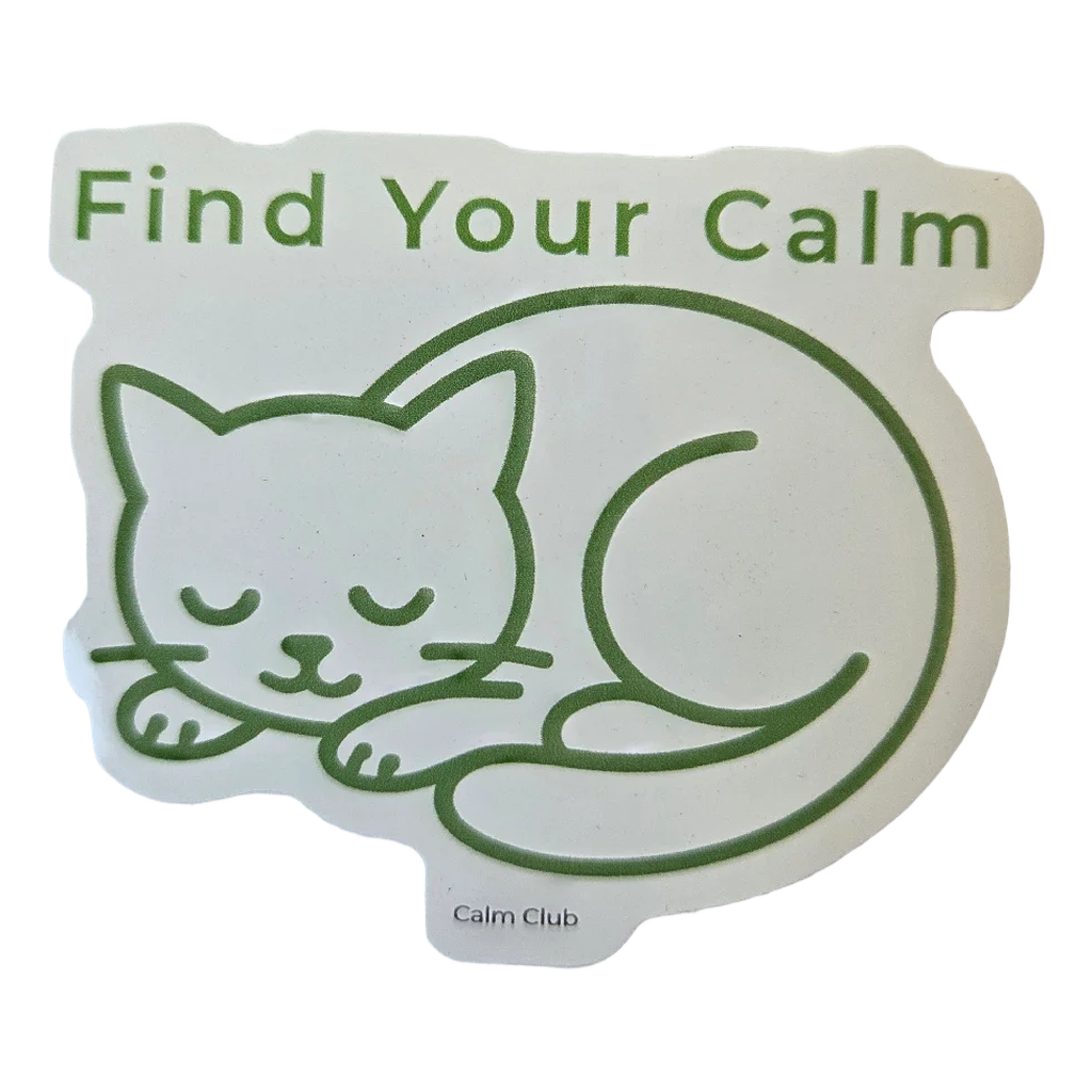 Find Your Calm Reminder Sticker with sleeping cat design