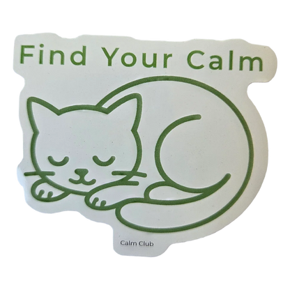 Find Your Calm Reminder Sticker with sleeping cat design