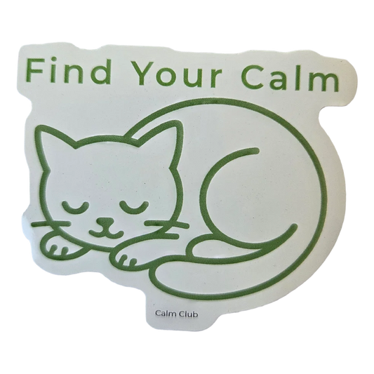 Find Your Calm Reminder Sticker with sleeping cat design