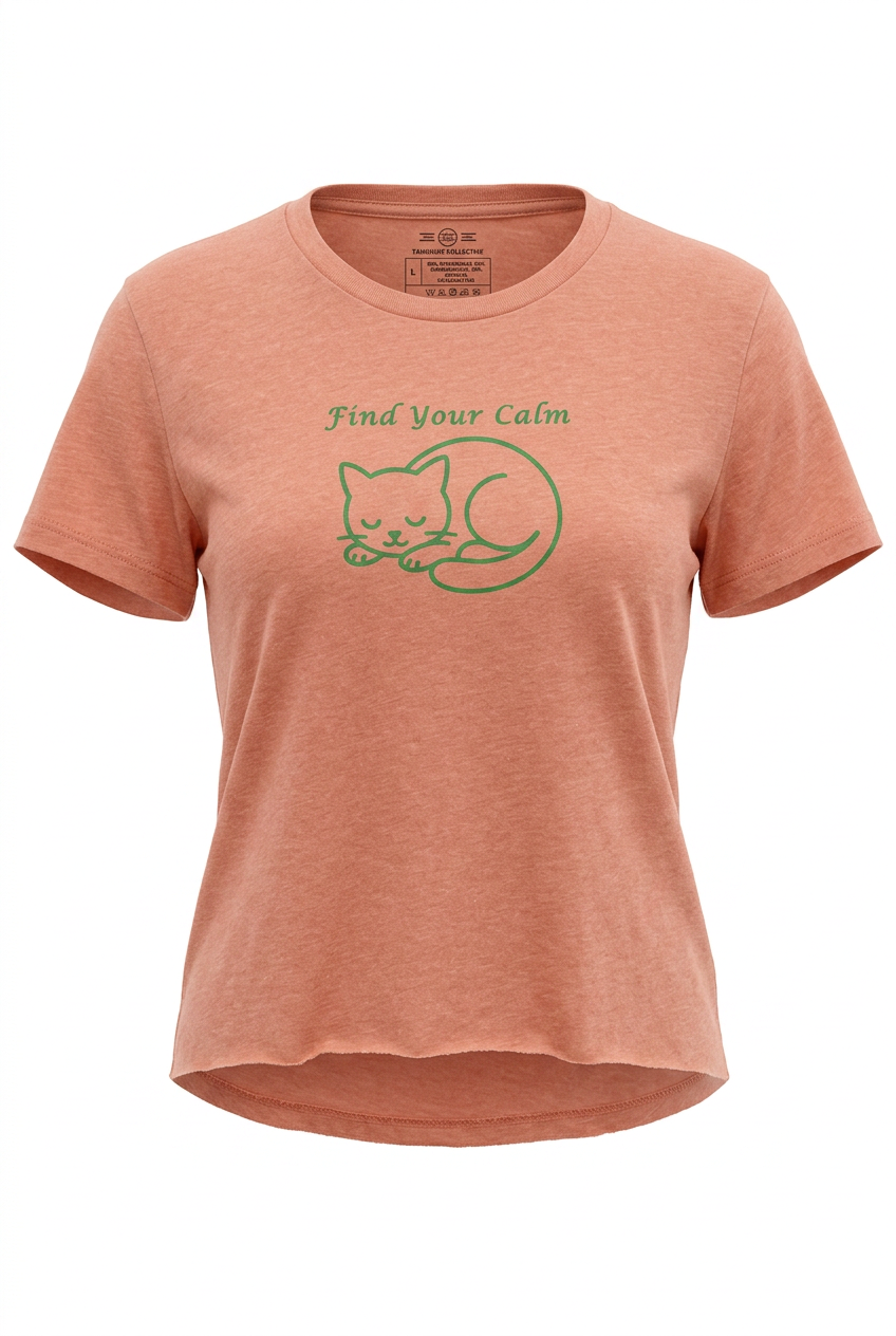 Find Your Calm Festival Crop Top with sleeping cat design