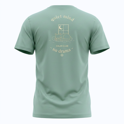 Quiet Mind No Drama Premium Graphic T-Shirt with cat design