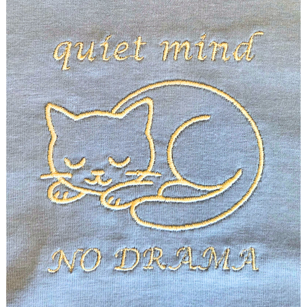 Quiet Mind No Drama Premium Graphic T-Shirt with cat design