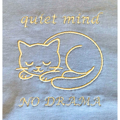 Quiet Mind No Drama Premium Graphic T-Shirt with cat design