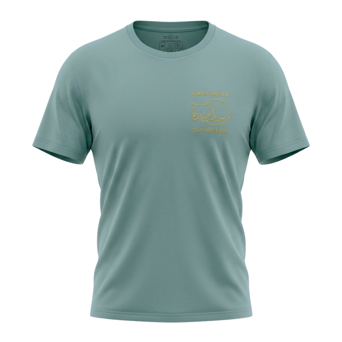 Quiet Mind No Drama Premium Graphic T-Shirt with cat design