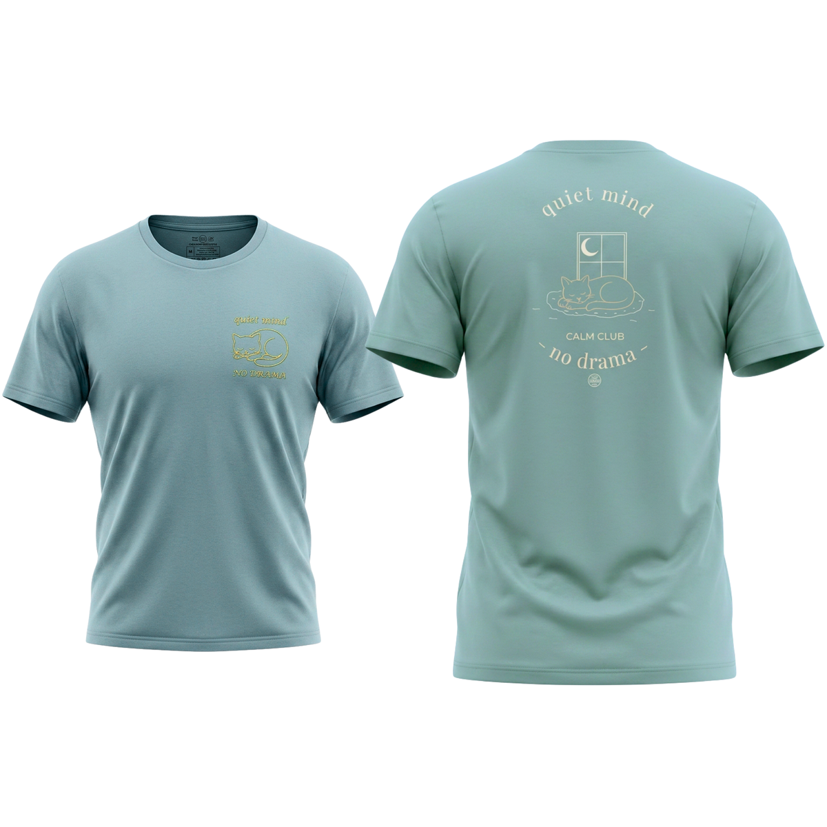 Quiet Mind No Drama Premium Graphic T-Shirt with cat design