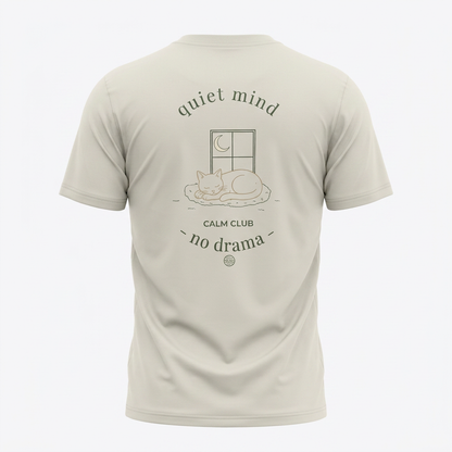 Quiet Mind No Drama Premium Graphic T-Shirt with cat design