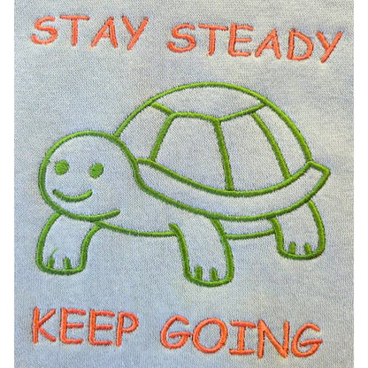 Stay Steady Keep Going Premium Lightweight Hoodie with embroidered turtle