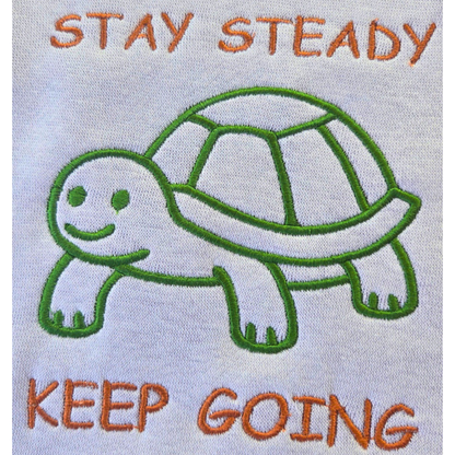 Stay Steady Keep Going Premium Lightweight Hoodie with embroidered turtle