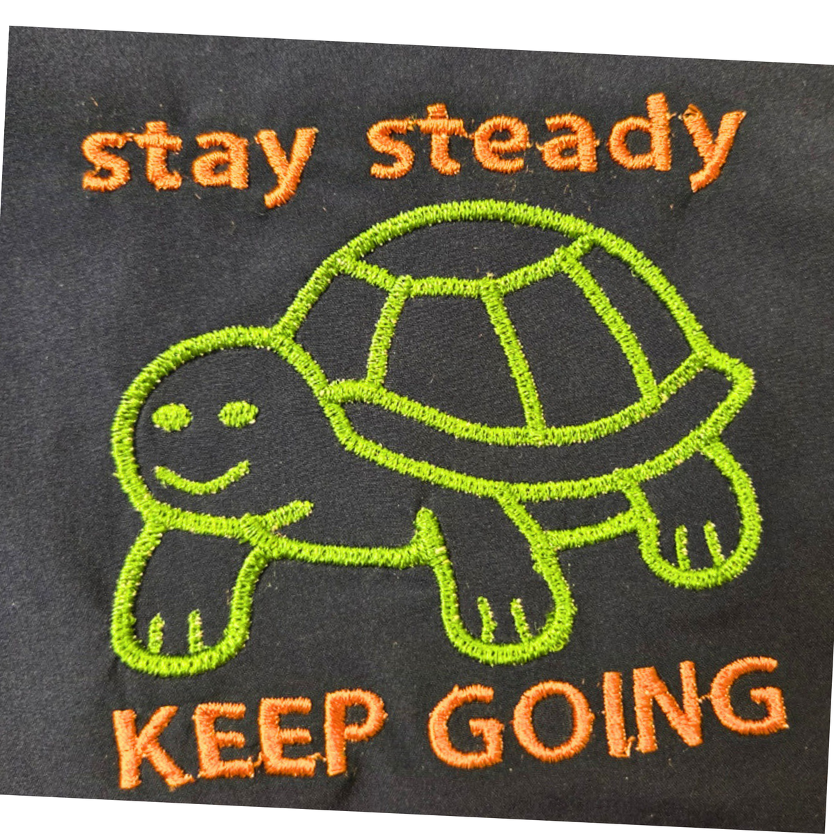 Stay Steady Keep Going Premium Performance Shorts with embroidered turtle