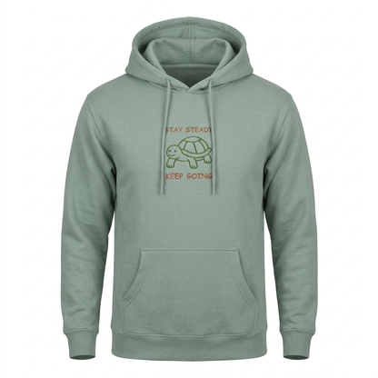 Stay Steady Keep Going Premium Lightweight Hoodie with embroidered turtle