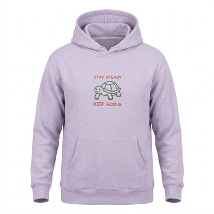 Stay Steady Keep Going Premium Lightweight Hoodie with embroidered turtle