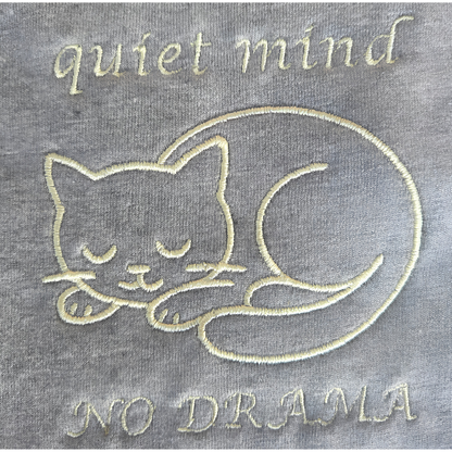 Quiet Mind No Drama Premium Graphic T-Shirt with cat design